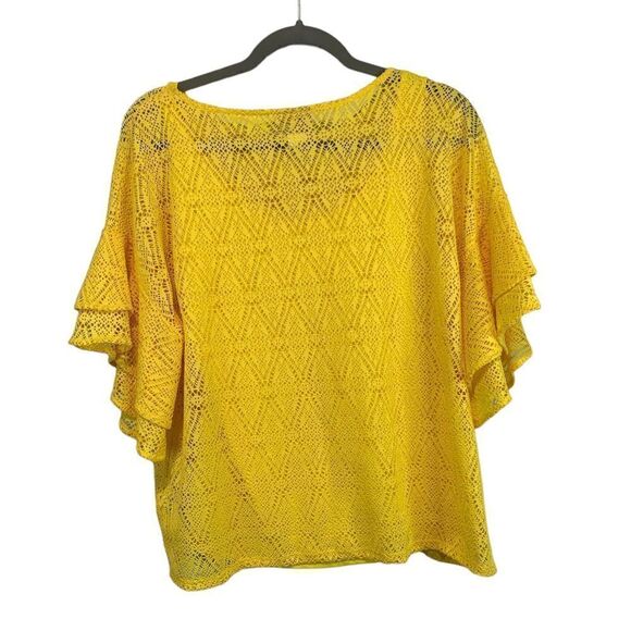 Ruby Rd Yellow Crochet Overlay Top - Picture 2 of 8